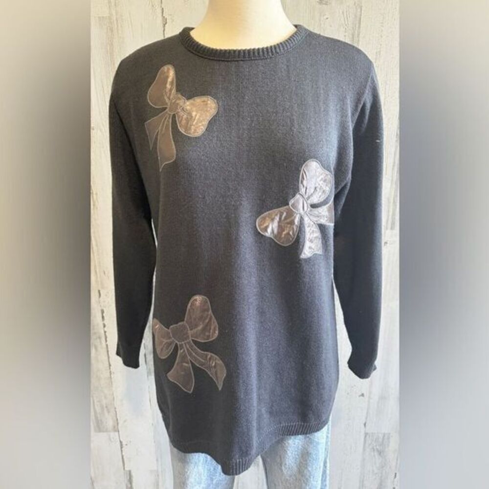 Vintage‎ Colette bow sweater satin bows oversized made in USA